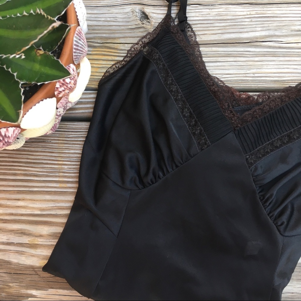 Vintage Kayser Black & Brown Slip Dress Size 38